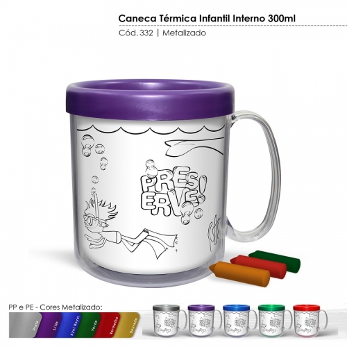 Copos personalizado, Canecas personalizada, Long drink personalizado - Caneca Térmica Infantil 300ml 